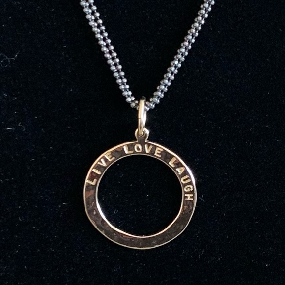 GK .925 Sterling Silver Necklace Live Love Laugh Pendent 16” w/ 2” Extender - Picture 3 of 9